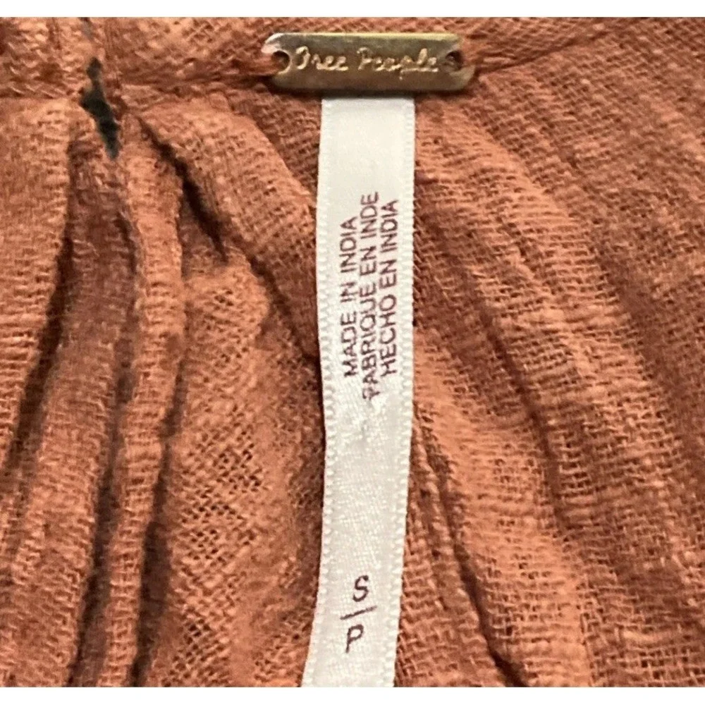 Free People Zuri Ruffle Cropped Backless Blouse Ginger Spice Womens S Boho‎ Top